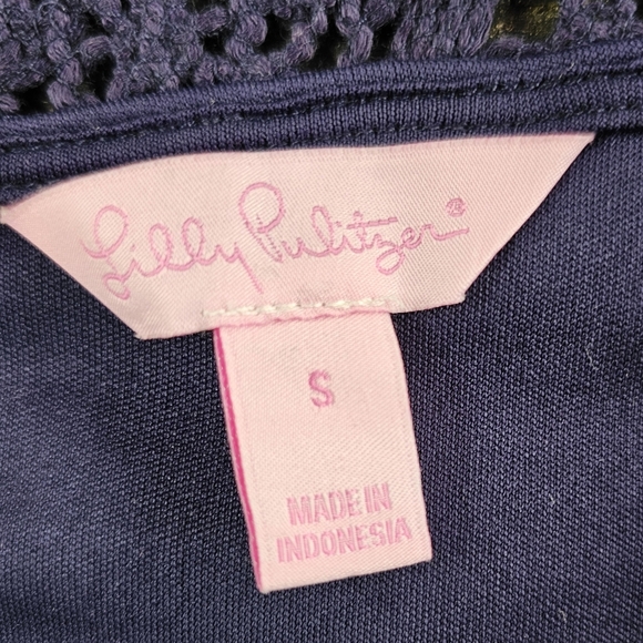 Lilly Pulitzer Jamie Midnight Blue Chrochet Mini Dress, Size S - Picture 7 of 7